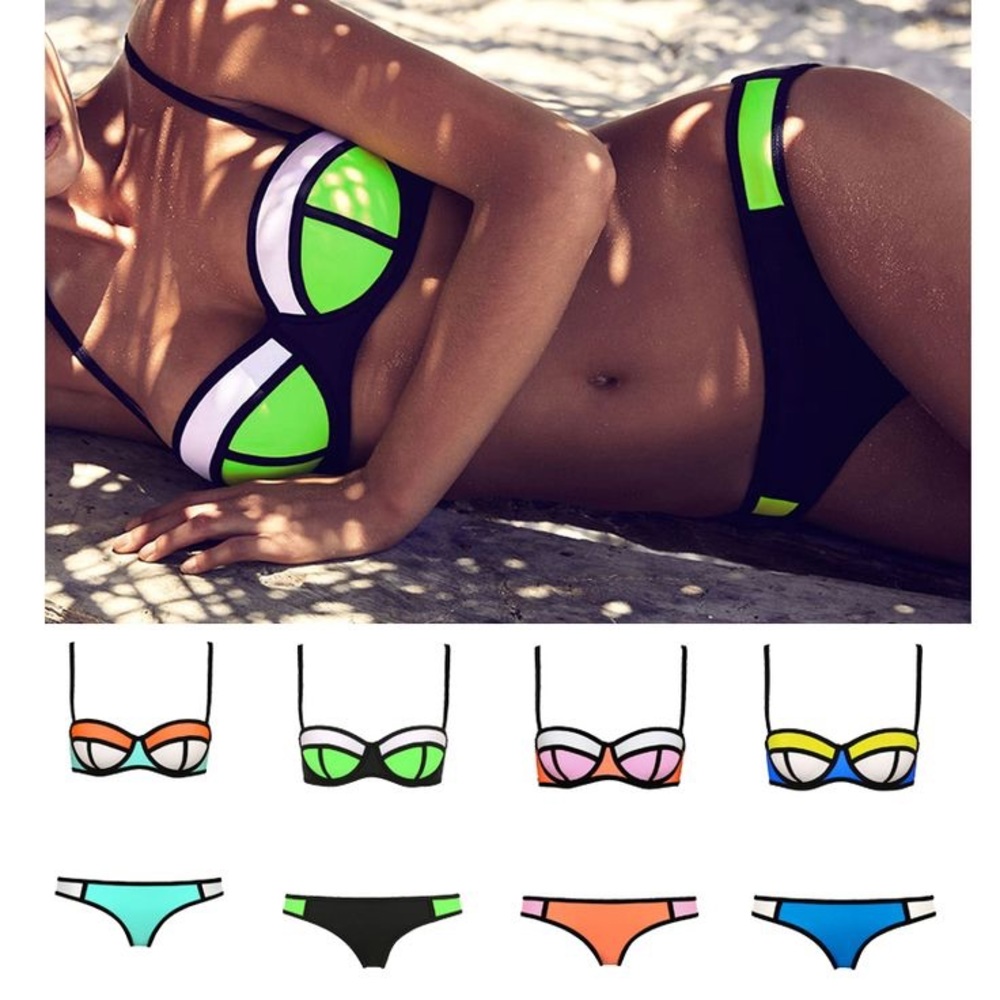 🌻TRIANGL Neoprene Bikini | Neon Yellow & Black